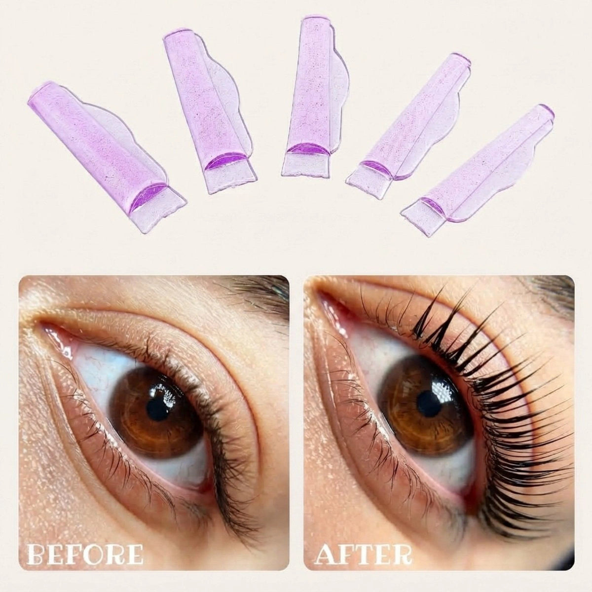 Lash lift result using LOMANSA C-Curl Self-Adhesive Soft Lash Lift Pads