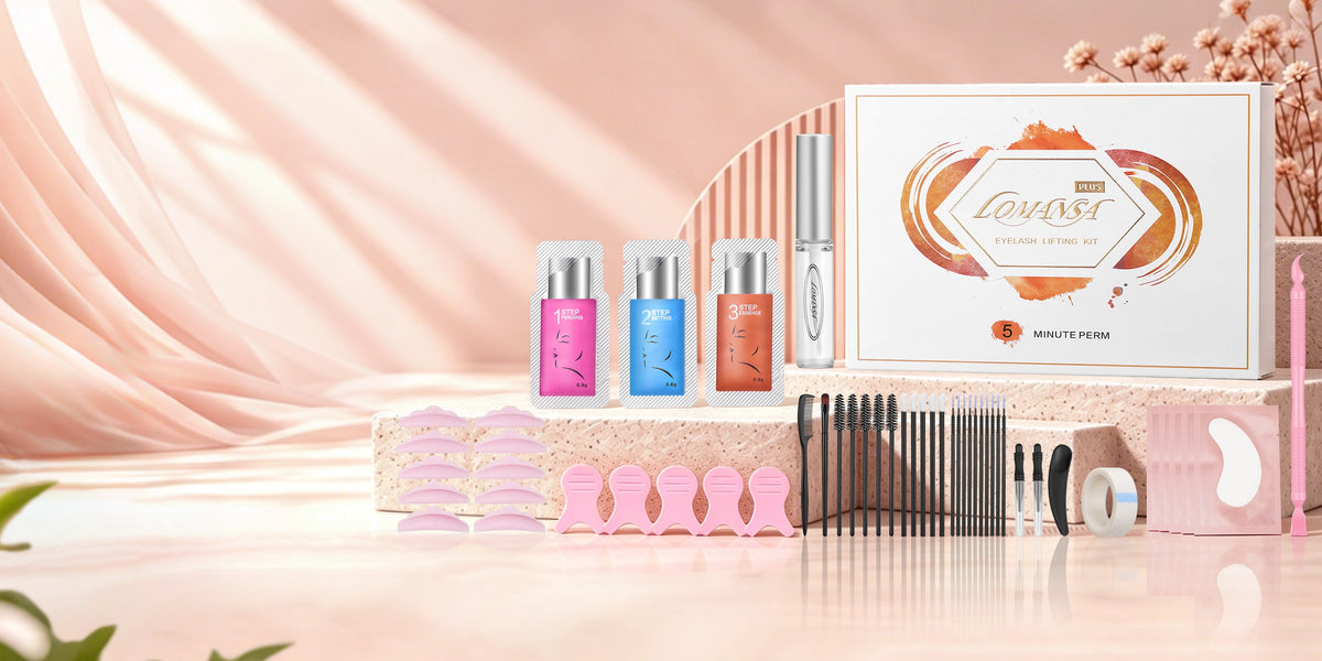 LOMANSA Korean professional lash lift system with perming, setting, essence and lash lift glue