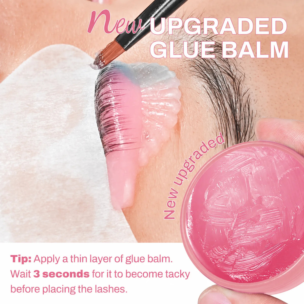 LOMANSA lash lift glue balm applied to a silicone pad before positioning eyelashes
