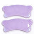 Close-up of two LOMANSA purple lash lift pads with heart-shaped details and curved textured edges.