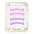 LOMANSA lash lift ribbons, two pink and two purple glitter strips on a white card with gold trim.