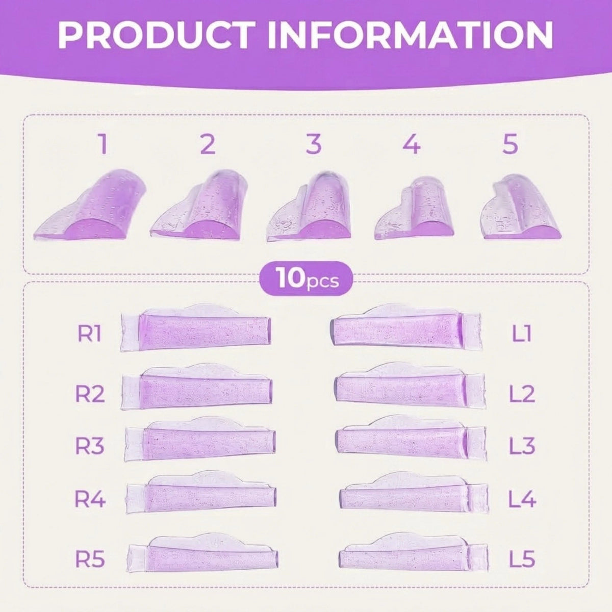LOMANSA C-Curl Self-Adhesive Soft Lash Lift Pads size and variant guide