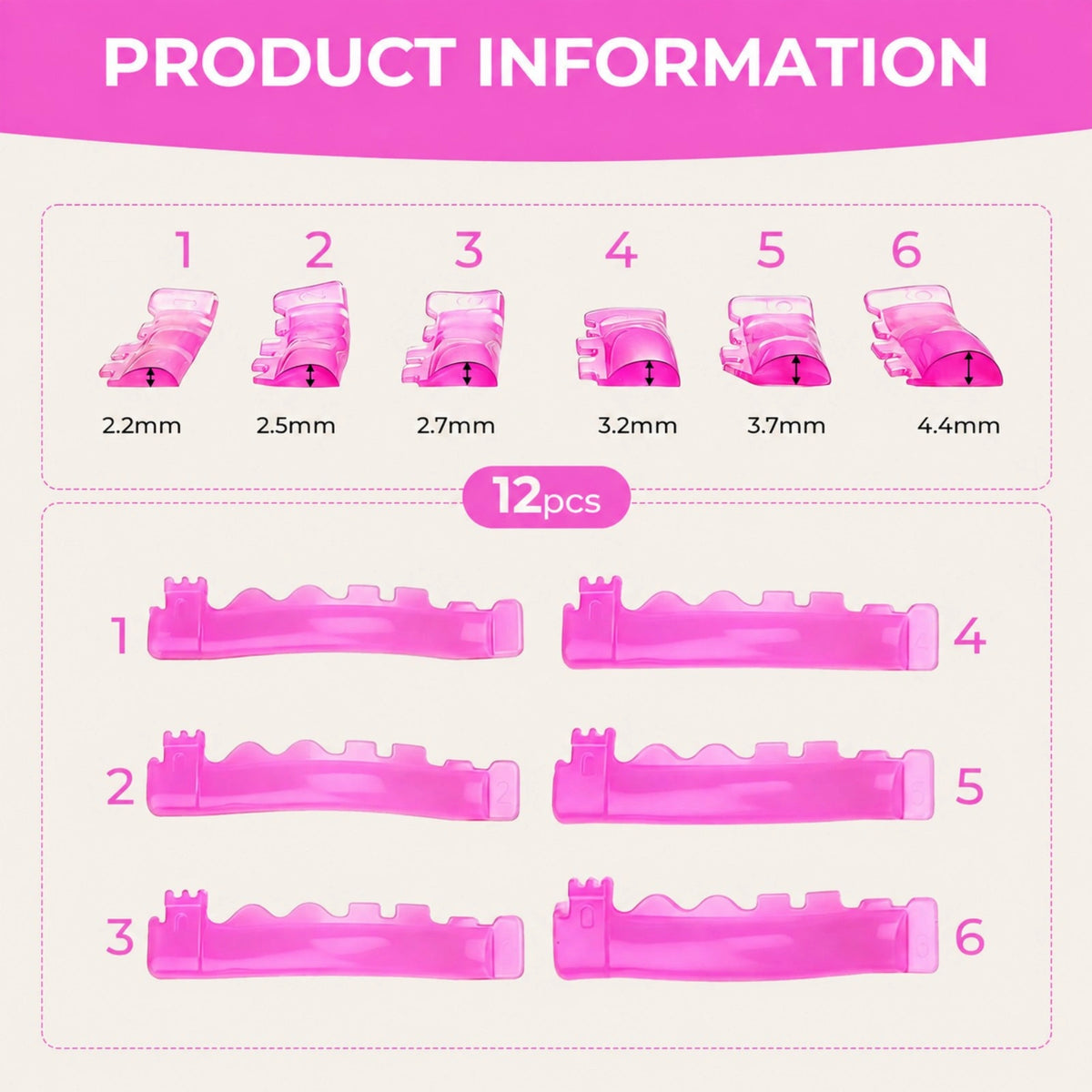 LOMANSA Flexible Korean Lash Lift Shields – Pink / Transparent Pink size and variant guide