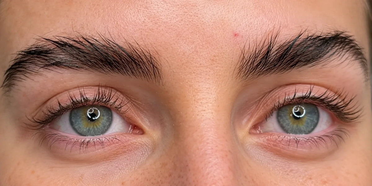 Lomansa lash lift and brow lamination before results showing natural eyelashes and eyebrows prior to the beauty treatment.