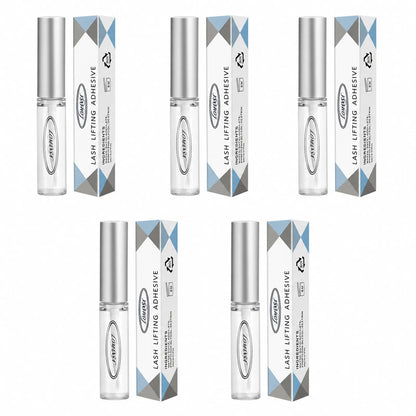 Five sets of Lomansa lash lifting adhesive tubes and product boxes arranged on a white background.