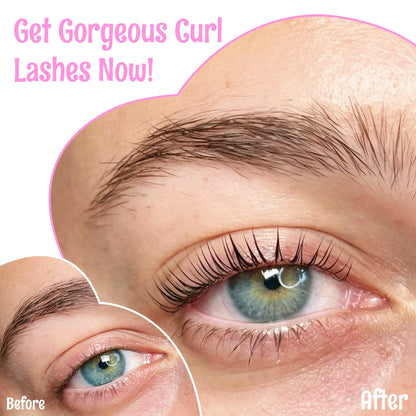 Before and after example of a lash lift